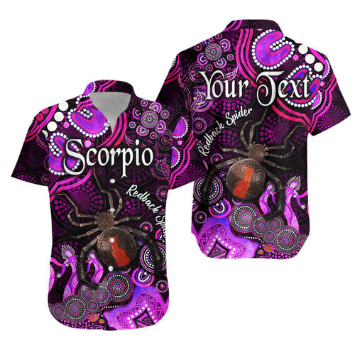 custom-personalised-australian-astrology-hawaiian-shirt-scorpio-redback-spider-zodiac-aboriginal-vibes-pink