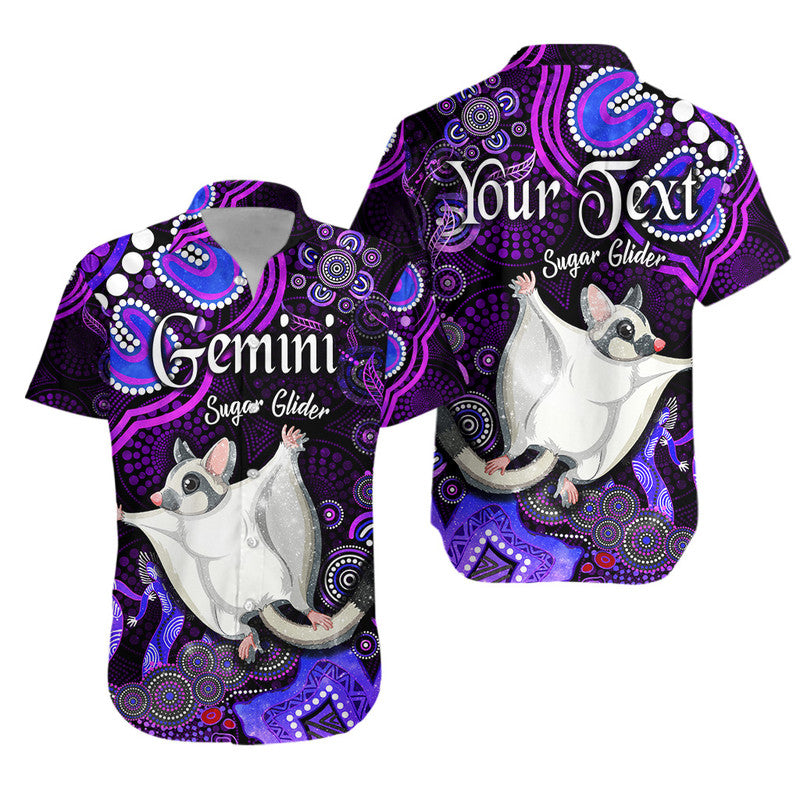 custom-personalised-australian-astrology-hawaiian-shirt-gemini-sugar-glider-zodiac-aboriginal-vibes-purple