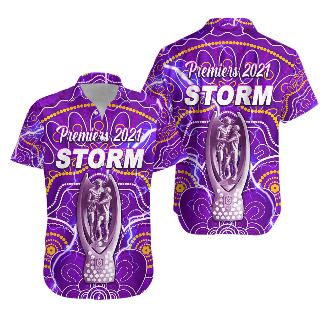Melbourne Storm Hawaiian Shirt 2021 Indigenous Premiers - Trophy