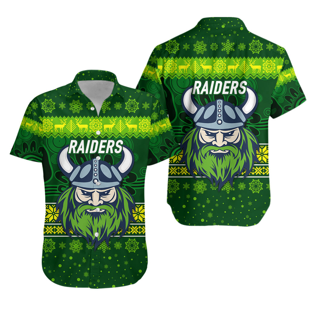 canberra-raiders-hawaiian-shirt-christmas-simple-style-dark-green