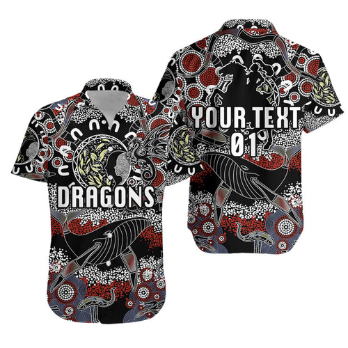 (Custom Personalised) St. George Illawarra Dragons Hawaiian Shirt 2021 Indigenous - Black, Custom Text And Number LT8 - Vibe Hoodie