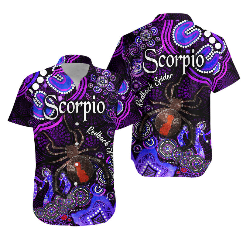 australian-astrology-hawaiian-shirt-scorpio-redback-spider-zodiac-aboriginal-vibes-purple