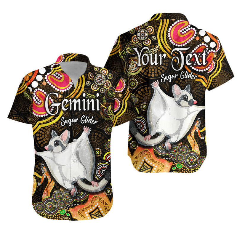custom-personalised-australian-astrology-hawaiian-shirt-gemini-sugar-glider-zodiac-aboriginal-vibes-gold