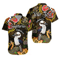 custom-personalised-australian-astrology-hawaiian-shirt-sagittarius-kookaburra-zodiac-aboriginal-vibes-gold
