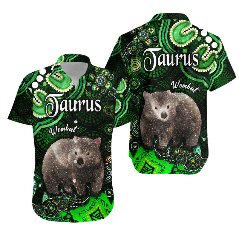 australian-astrology-hawaiian-shirt-taurus-wombat-zodiac-aboriginal-vibes-green