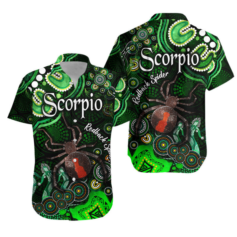 australian-astrology-hawaiian-shirt-scorpio-redback-spider-zodiac-aboriginal-vibes-green