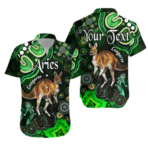 custom-personalised-australian-astrology-hawaiian-shirt-aries-kangaroo-zodiac-aboriginal-vibes-green
