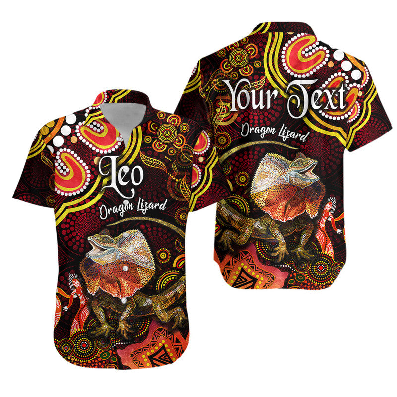 custom-personalised-australian-astrology-hawaiian-shirt-leo-dragon-lizard-zodiac-aboriginal-vibes-red
