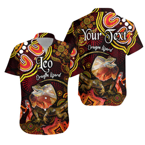 custom-personalised-australian-astrology-hawaiian-shirt-leo-dragon-lizard-zodiac-aboriginal-vibes-red