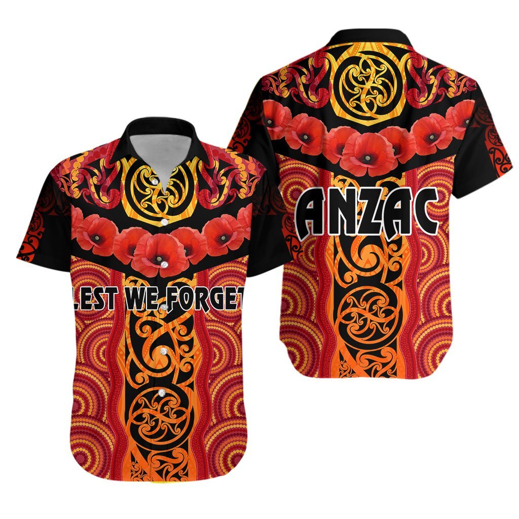 anzac-lest-we-forget-poppy-hawaiian-shirt-new-zealand-maori-silver-fern-australia-aboriginal