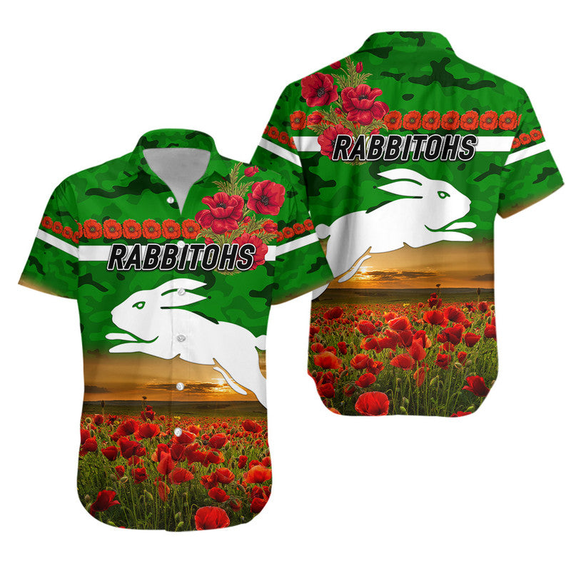 south-sydney-rabbitohs-anzac-2022-hawaiian-shirt-poppy-flowers-vibes-green
