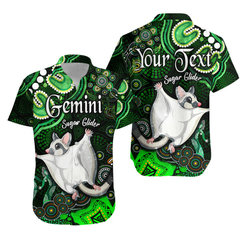 custom-personalised-australian-astrology-hawaiian-shirt-gemini-sugar-glider-zodiac-aboriginal-vibes-green