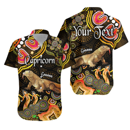 custom-personalised-australian-astrology-hawaiian-shirt-capricorn-goanna-zodiac-aboriginal-vibes-gold