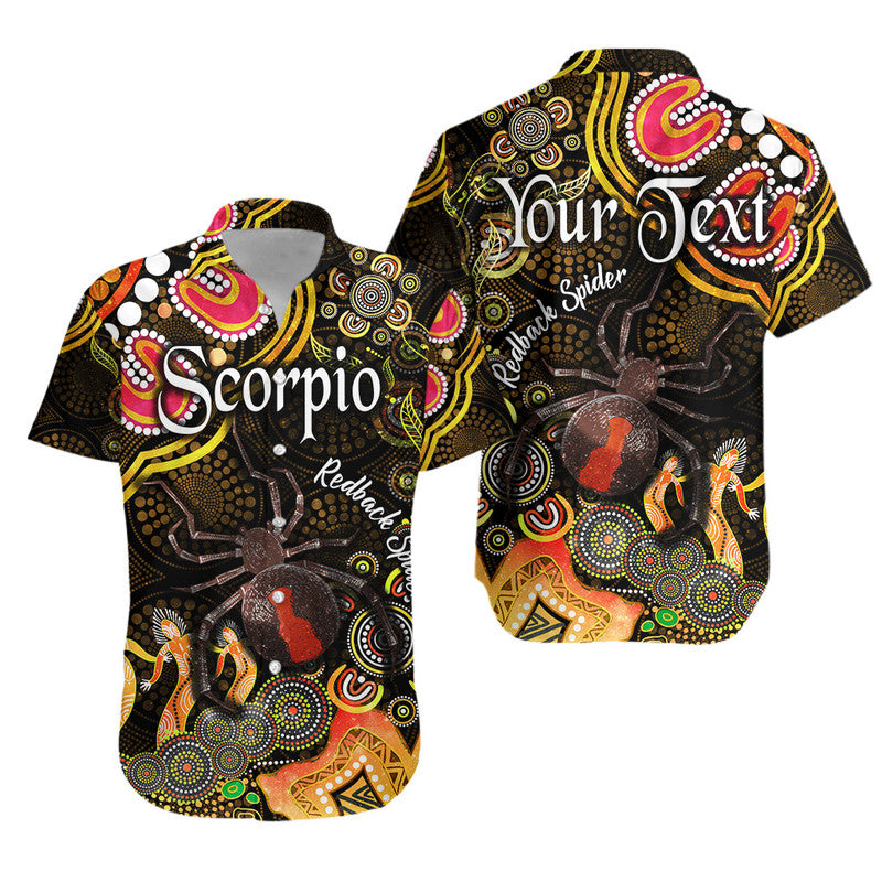 custom-personalised-australian-astrology-hawaiian-shirt-scorpio-redback-spider-zodiac-aboriginal-vibes-gold
