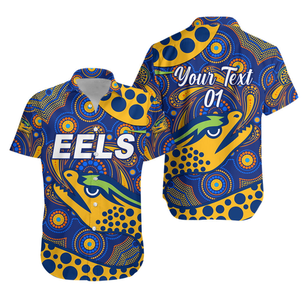 (Custom Personalised) Parramatta Eels Hawaiian Shirt 2021 Indigenous Vibes - Blue, Custom Text And Number