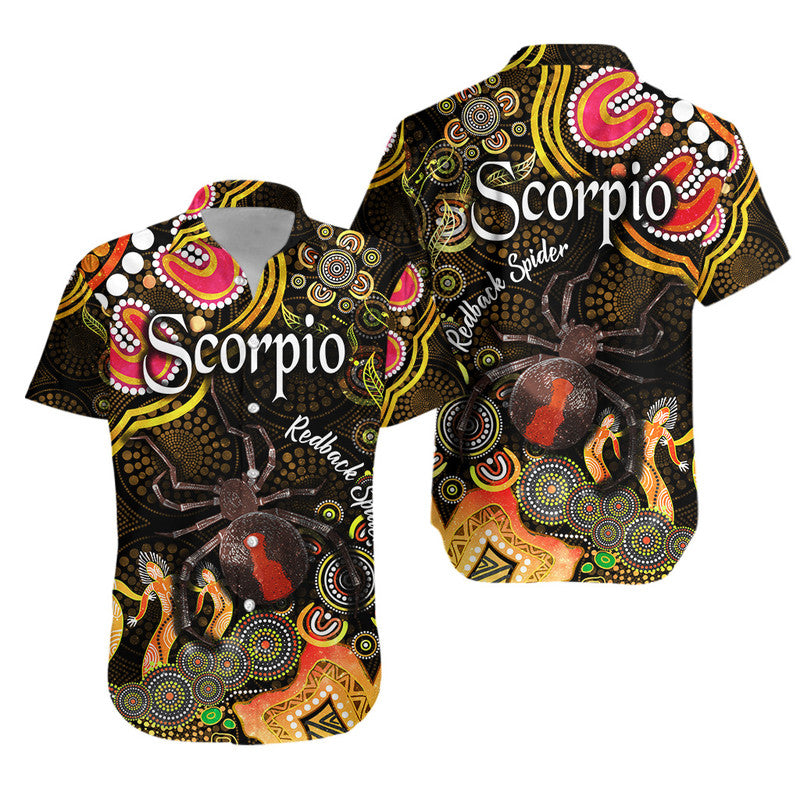 australian-astrology-hawaiian-shirt-scorpio-redback-spider-zodiac-aboriginal-vibes-gold