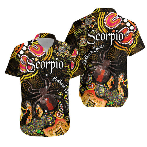 australian-astrology-hawaiian-shirt-scorpio-redback-spider-zodiac-aboriginal-vibes-gold