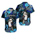 custom-personalised-australian-astrology-hawaiian-shirt-sagittarius-kookaburra-zodiac-aboriginal-vibes-blue