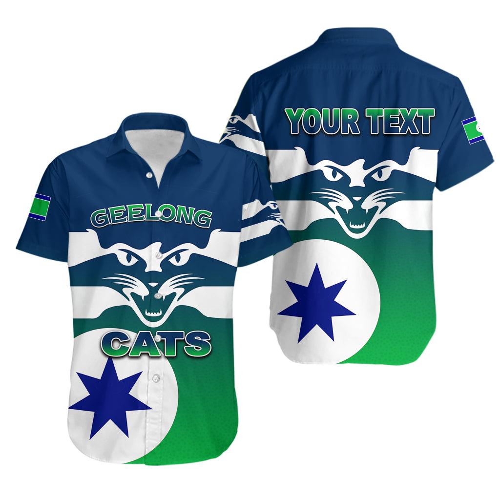 (Custom Personalised) Cats Hawaiian Shirt Mix Geelong Flag