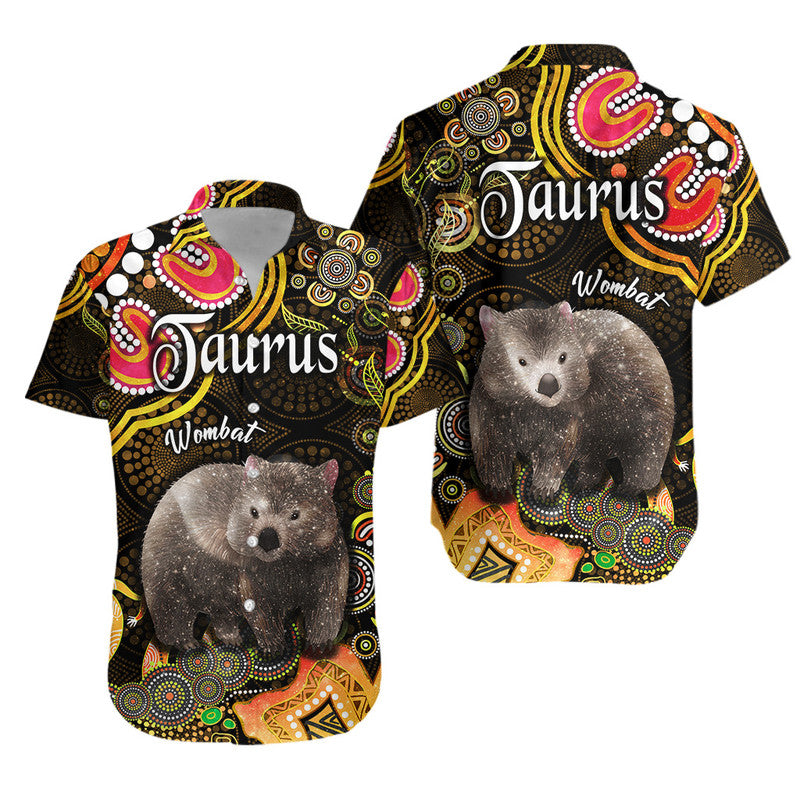 australian-astrology-hawaiian-shirt-taurus-wombat-zodiac-aboriginal-vibes-gold