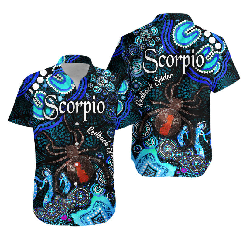australian-astrology-hawaiian-shirt-scorpio-redback-spider-zodiac-aboriginal-vibes-blue