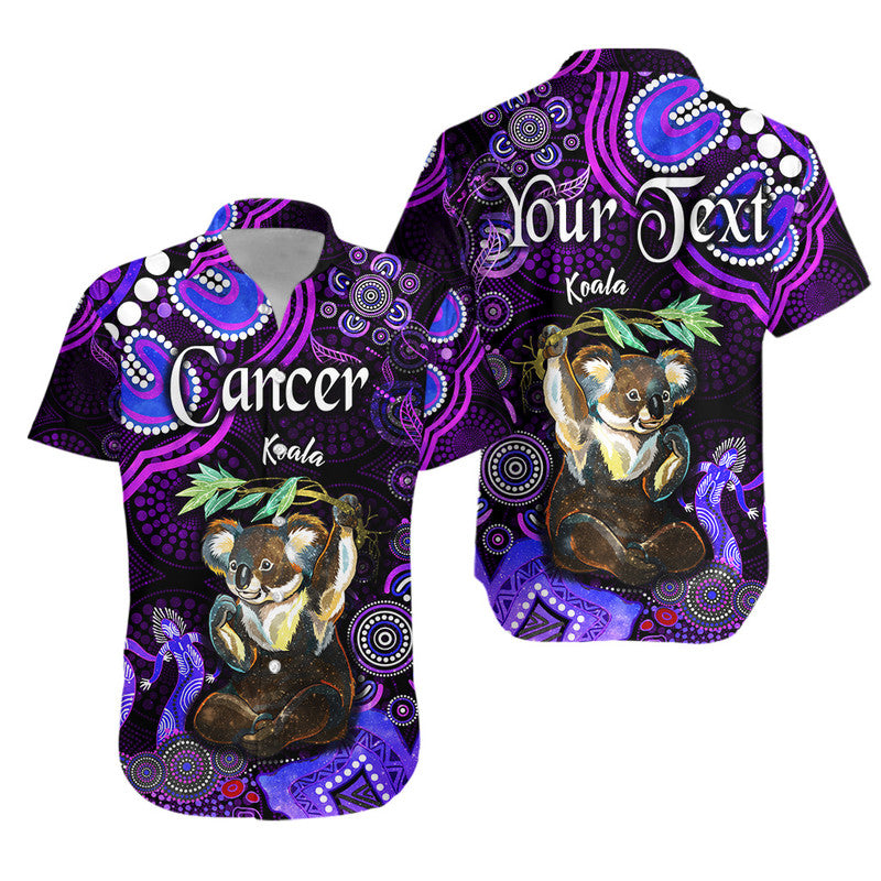 custom-personalised-australian-astrology-hawaiian-shirt-cancer-koala-zodiac-aboriginal-vibes-purple