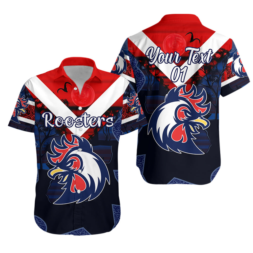 (Custom Personalised) Sydney Hawaiian Shirt Roosters 2021 Indigenous Vibes - Blue, Custom Text And Number