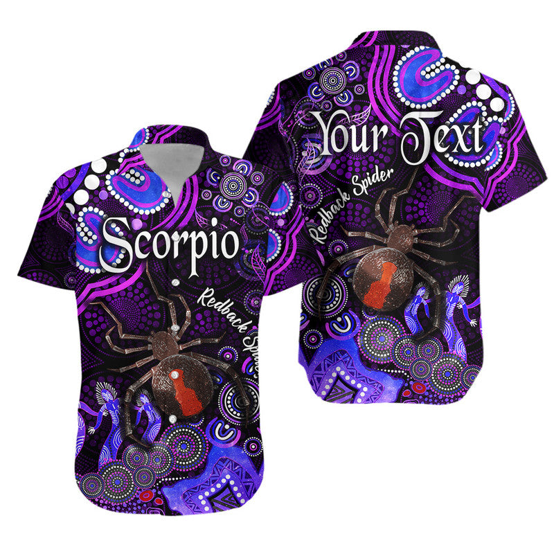 custom-personalised-australian-astrology-hawaiian-shirt-scorpio-redback-spider-zodiac-aboriginal-vibes-purple
