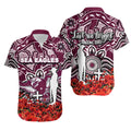 Sea Eagles Hawaiian Shirt Anzac Day Poppy Flowers With Aboriginal