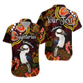 custom-personalised-australian-astrology-hawaiian-shirt-sagittarius-kookaburra-zodiac-aboriginal-vibes-red