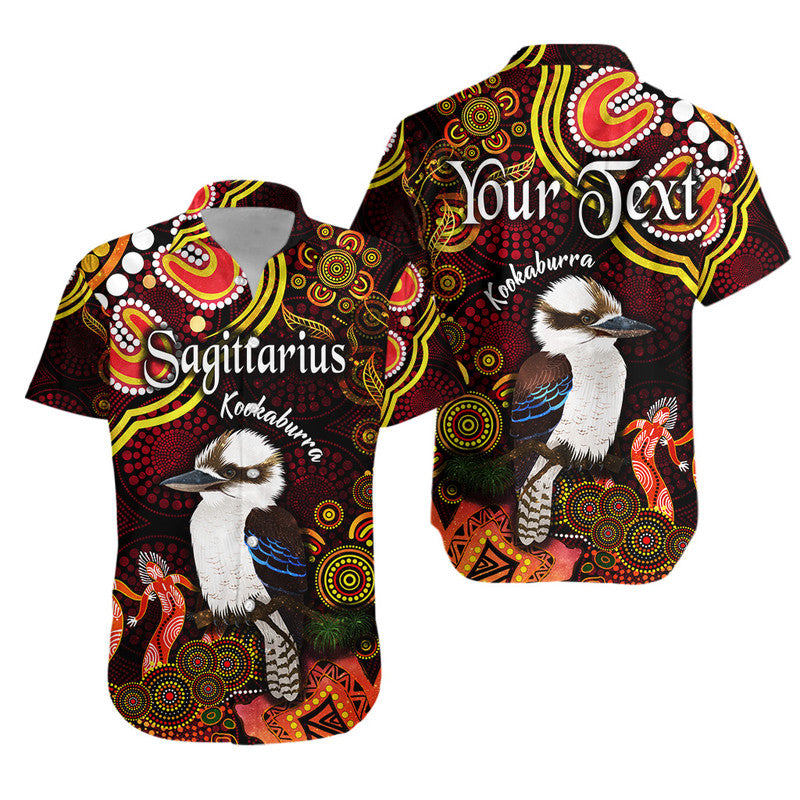 custom-personalised-australian-astrology-hawaiian-shirt-sagittarius-kookaburra-zodiac-aboriginal-vibes-red