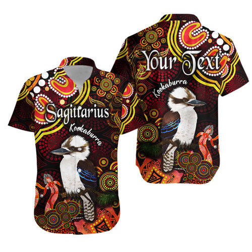 custom-personalised-australian-astrology-hawaiian-shirt-sagittarius-kookaburra-zodiac-aboriginal-vibes-red