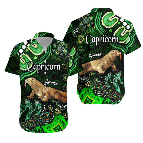 australian-astrology-hawaiian-shirt-capricorn-goanna-zodiac-aboriginal-vibes-green