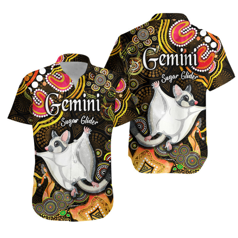 australian-astrology-hawaiian-shirt-gemini-sugar-glider-zodiac-aboriginal-vibes-gold