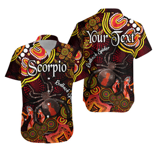 custom-personalised-australian-astrology-hawaiian-shirt-scorpio-redback-spider-zodiac-aboriginal-vibes-red