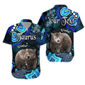 custom-personalised-australian-astrology-hawaiian-shirt-taurus-wombat-zodiac-aboriginal-vibes-blue