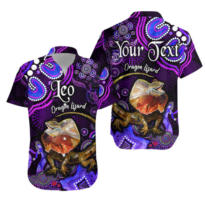 custom-personalised-australian-astrology-hawaiian-shirt-leo-dragon-lizard-zodiac-aboriginal-vibes-purple