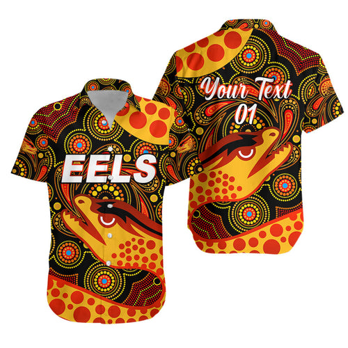 (Custom Personalised) Parramatta Eels Hawaiian Shirt 2021 Indigenous Vibes - Black, Custom Text And Number