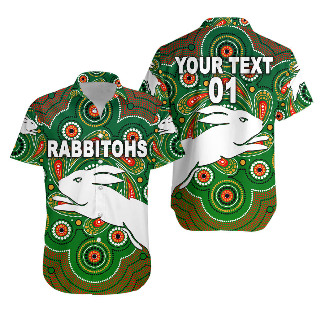 (Custom Personalised) South Sydney Rabbitohs Hawaiian Shirt 2021 Indigenous Vibes - Green, Custom Text And Number LT8 - Vibe Hoodie