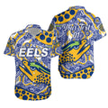 (Custom Personalised) Parramatta Eels Hawaiian Shirt 2021 Indigenous Simple Style - Blue, Custom Text And Number