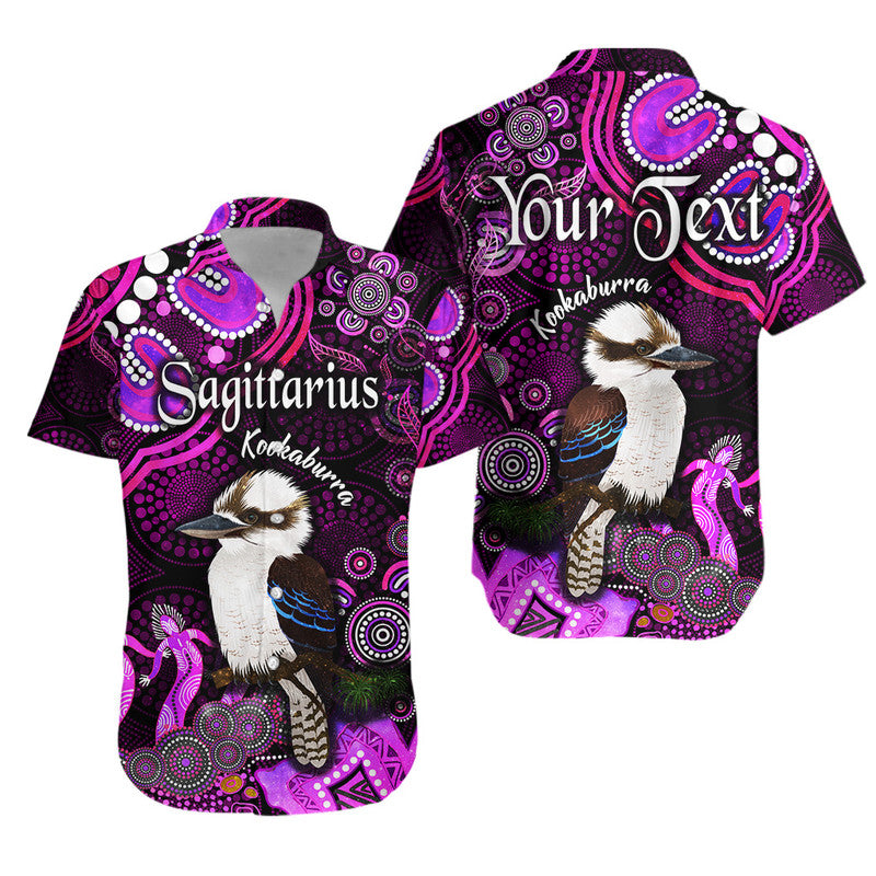 custom-personalised-australian-astrology-hawaiian-shirt-sagittarius-kookaburra-zodiac-aboriginal-vibes-pink