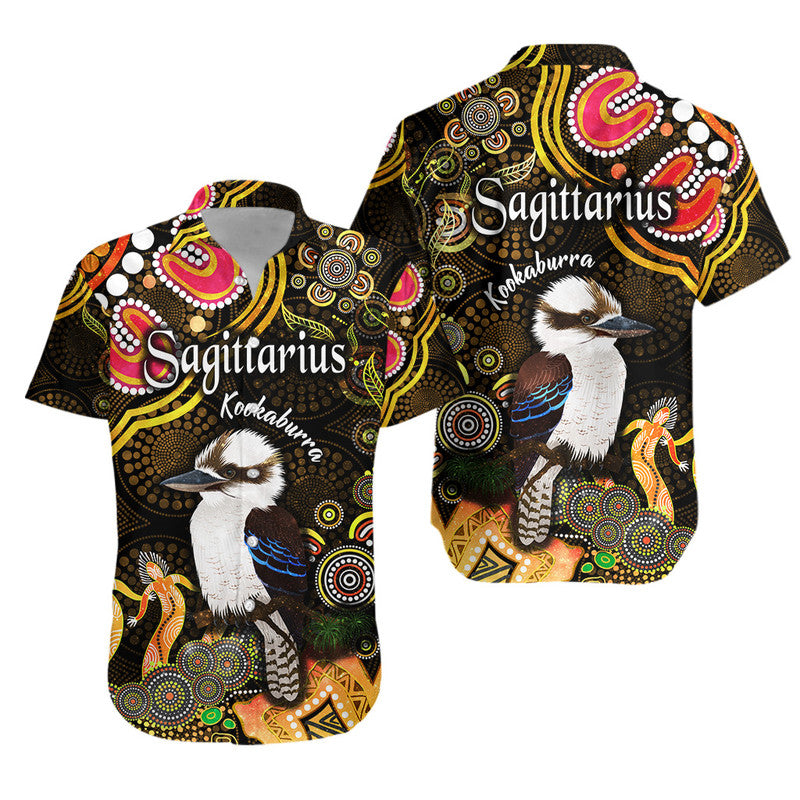 australian-astrology-hawaiian-shirt-sagittarius-kookaburra-zodiac-aboriginal-vibes-gold