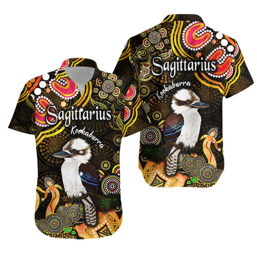 australian-astrology-hawaiian-shirt-sagittarius-kookaburra-zodiac-aboriginal-vibes-gold