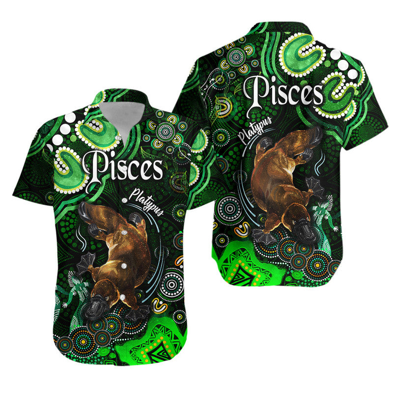 australian-astrology-hawaiian-shirt-pisces-platypus-zodiac-aboriginal-vibes-green
