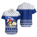 Surfing Santa Claus Hawaiian Shirt Christmas Australia Blue Style