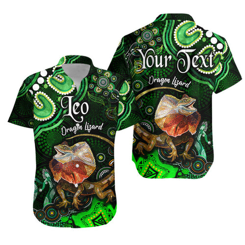 custom-personalised-australian-astrology-hawaiian-shirt-leo-dragon-lizard-zodiac-aboriginal-vibes-green
