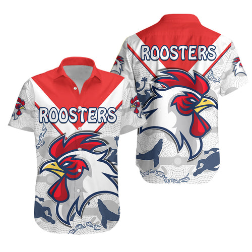 Roosters Hawaiian Shirt Sydney Indigenous Version White - Vibe Hoodie