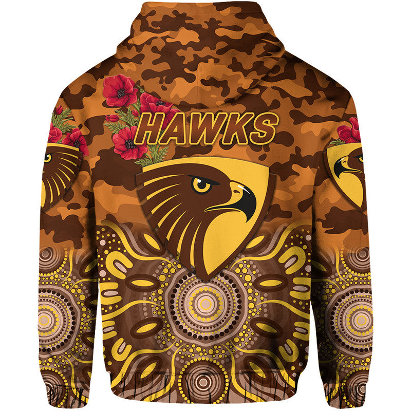Hawthorn Hawks ANZAC Zip Up And Pullover Hoodie Indigenous Vibes LT8