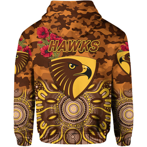 Hawthorn Hawks ANZAC Zip Up And Pullover Hoodie Indigenous Vibes LT8
