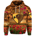 Hawthorn Hawks ANZAC Zip Up And Pullover Hoodie Poppy Vibes LT8